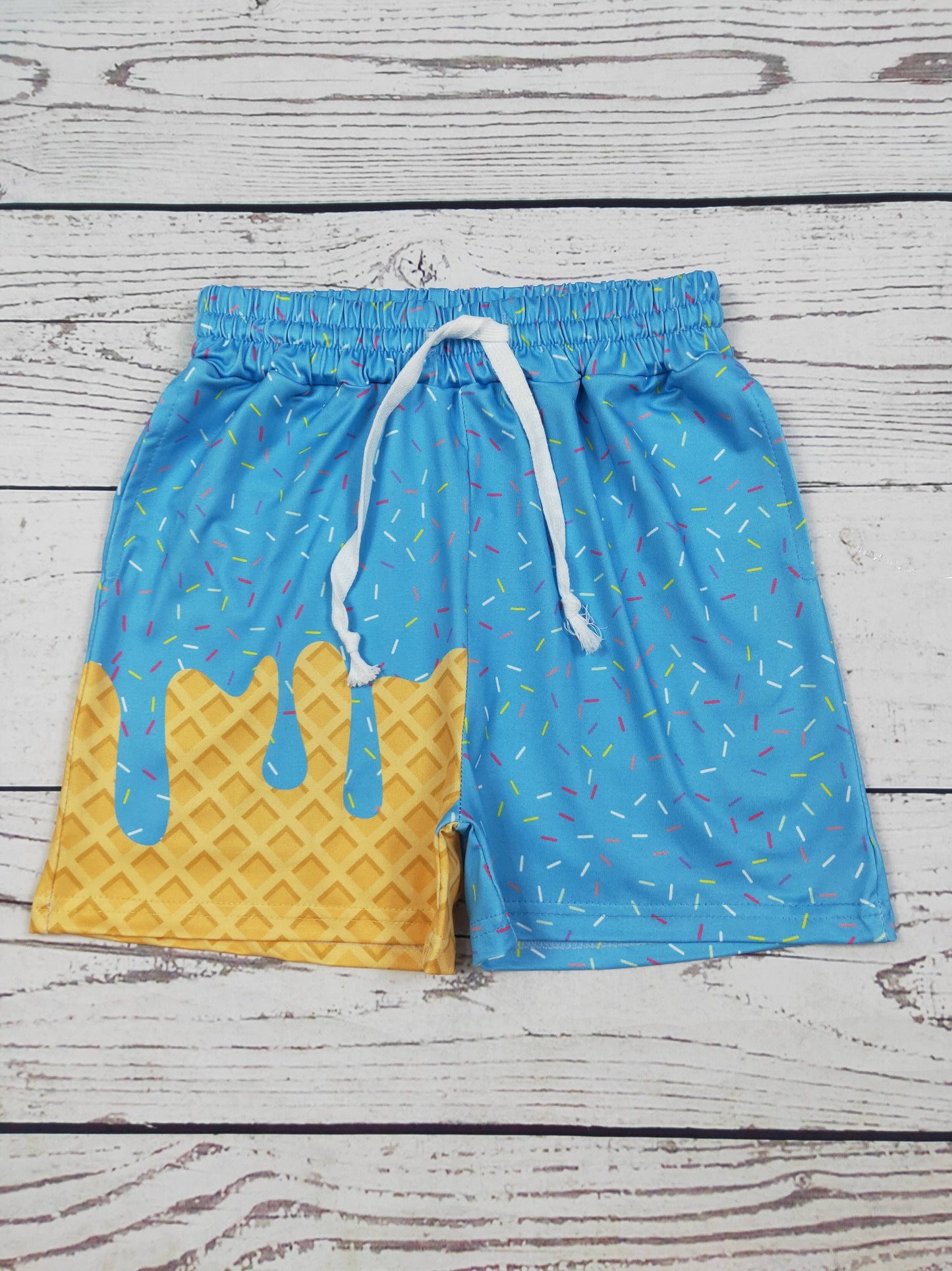 Boys Ice Cream Printed Shorts: Blue