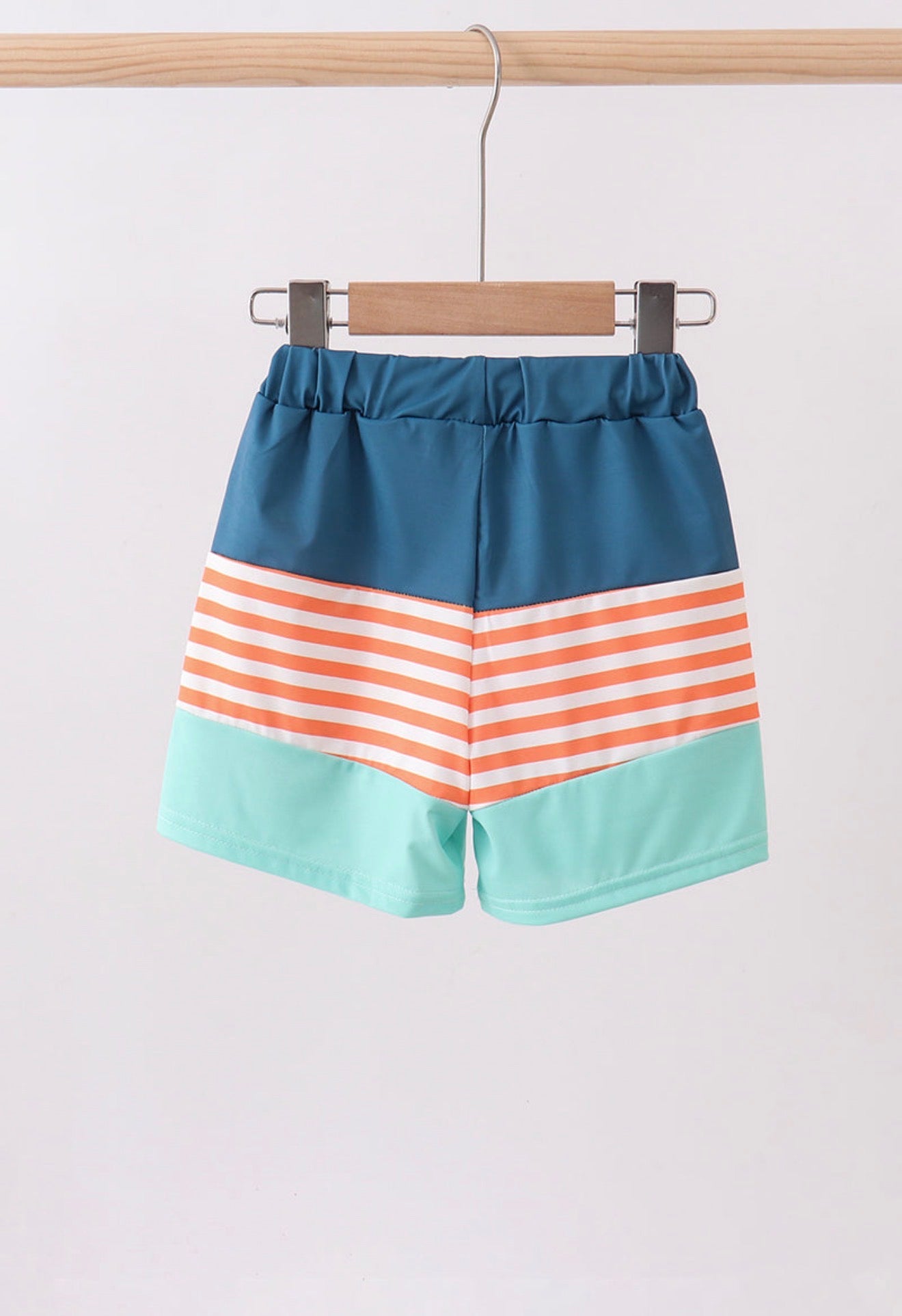 Blue & Orange Stripe Crab Swim Trunks