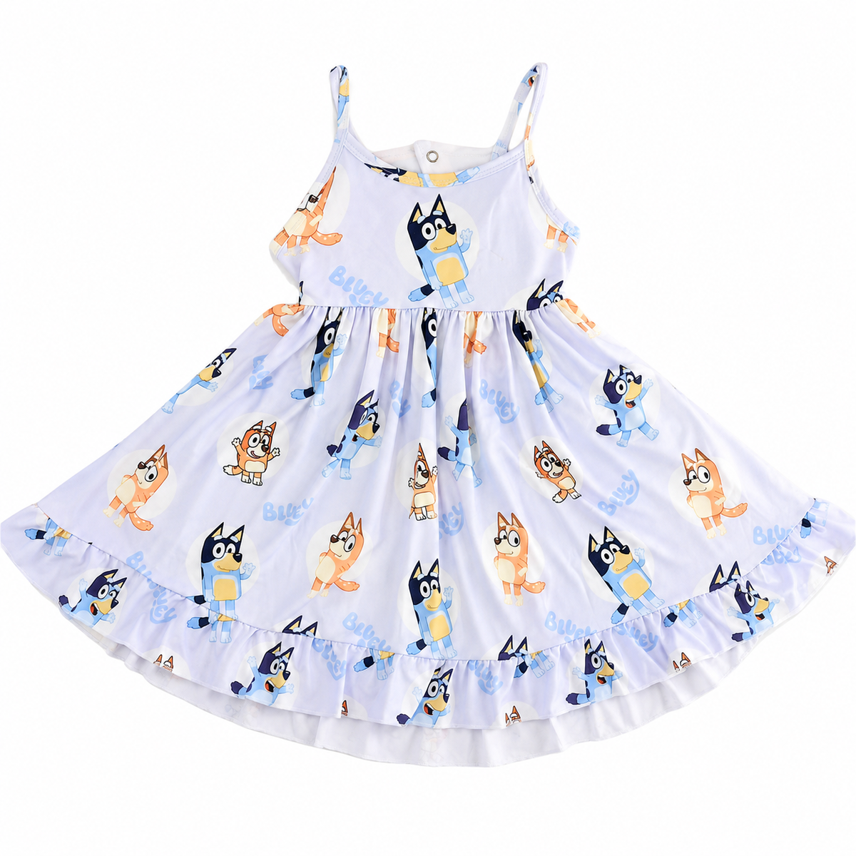 Bluey Sleeveless Keyhole Back Ruffle Dress
