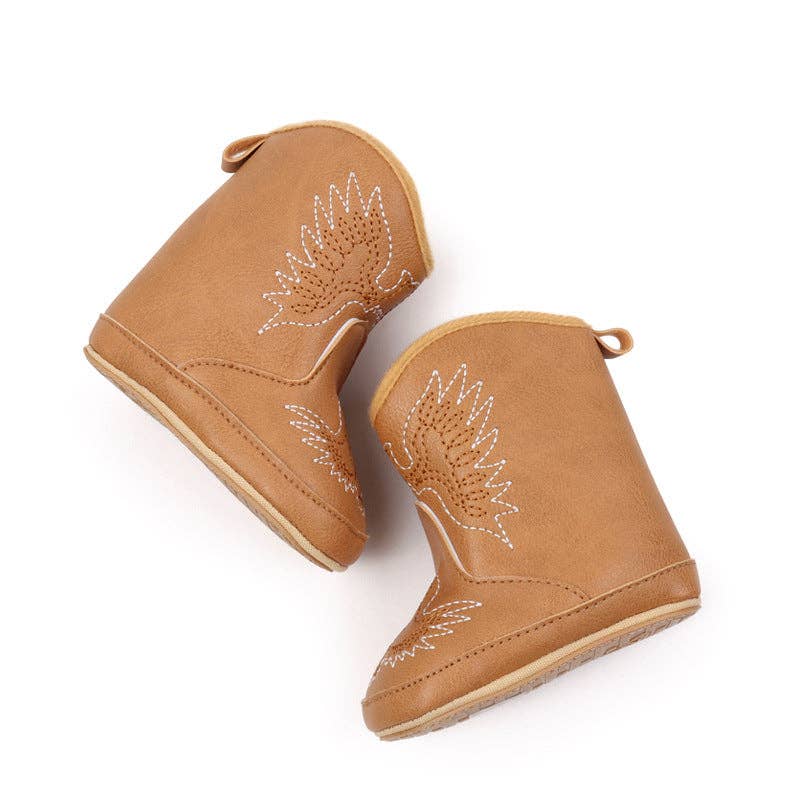 Camel Pleather Baby Boots