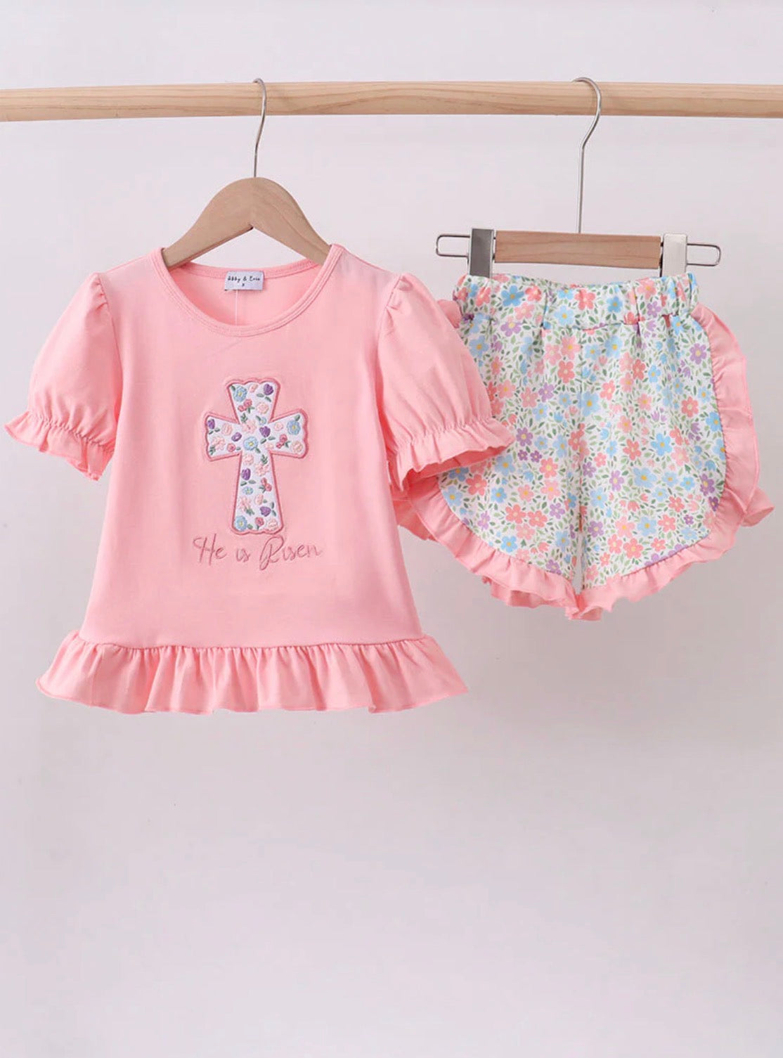 Pink Cross Floral Short Set