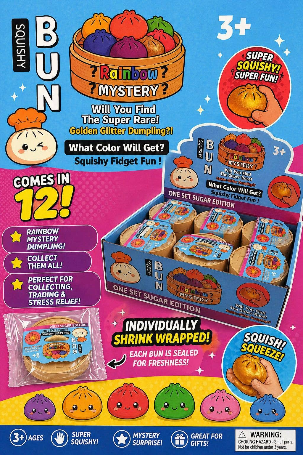 Glitter Edition Dumpling Squishy – Viral Mystery Dumplings