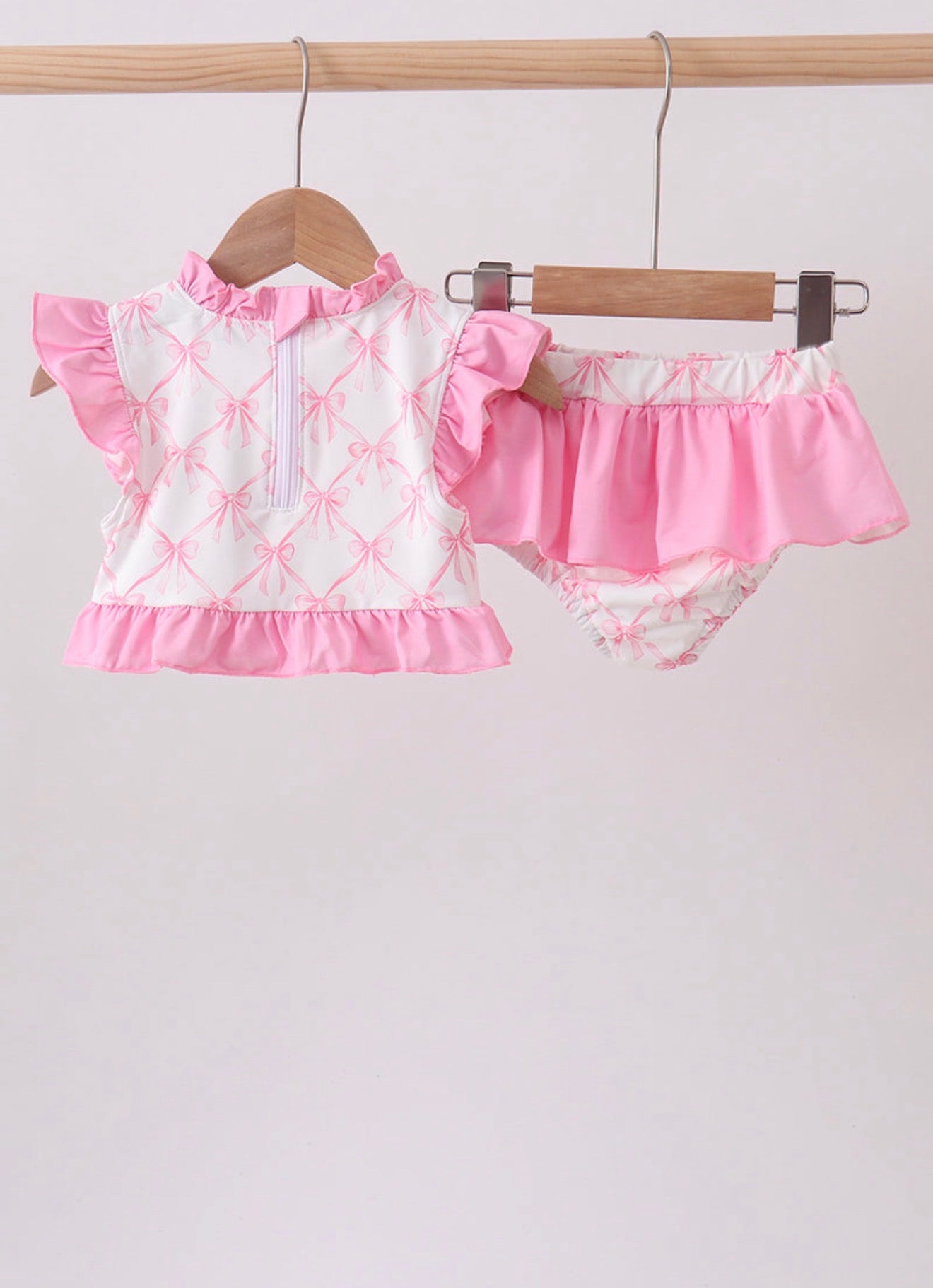 Pink Bow Ruffle 2 Piece Swimsuit