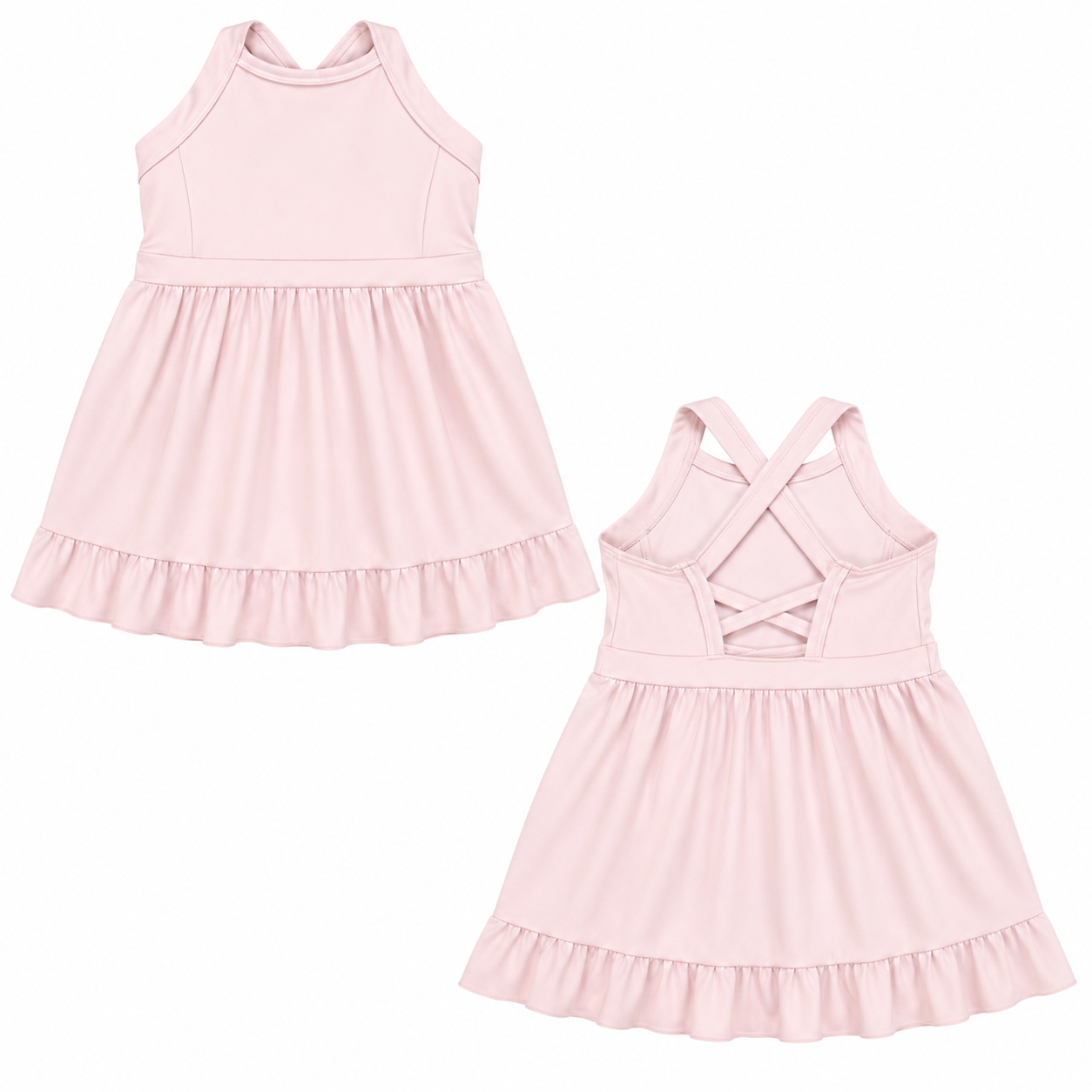 Athletic Ruffle Dress- Petal Pink