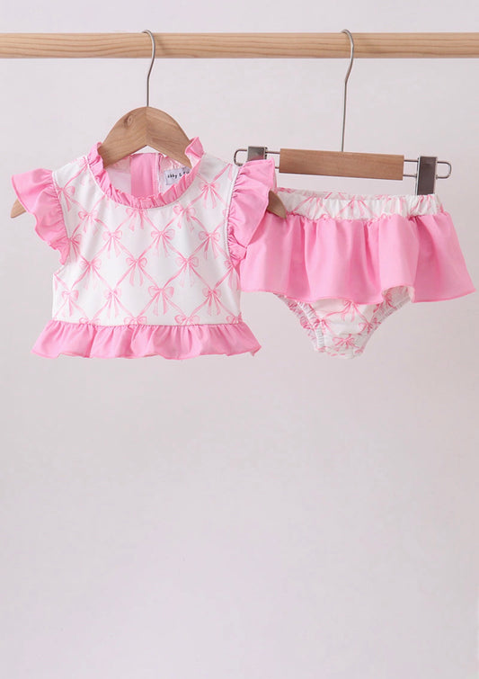 Pink Bow Ruffle 2 Piece Swimsuit
