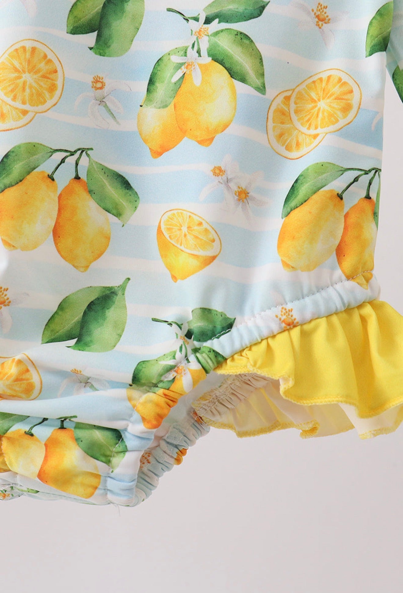 Lemon Print Ruffle Rashguard