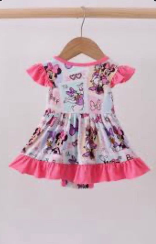 Pink Character Bamboo Ruffle Dress