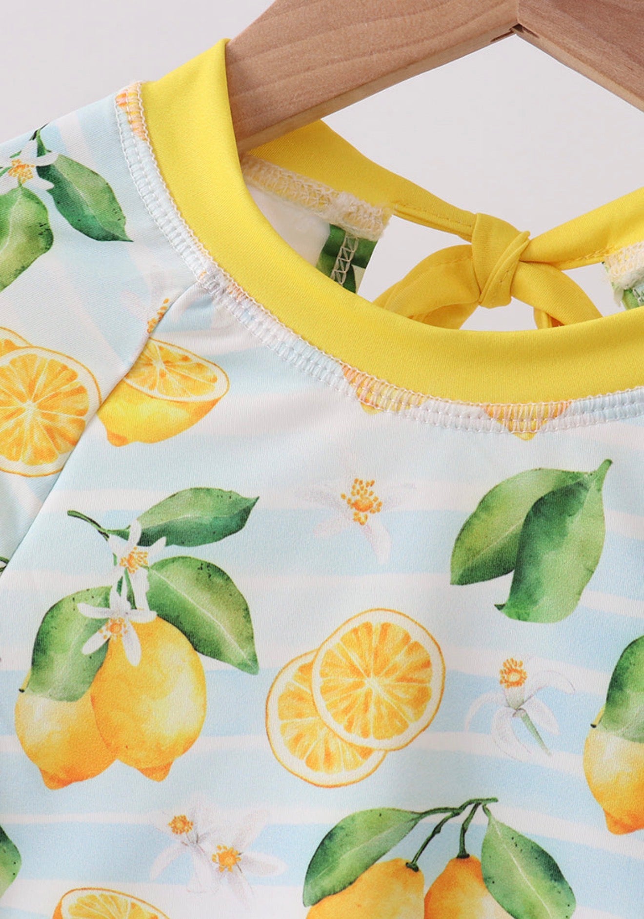Lemon Print Ruffle Rashguard