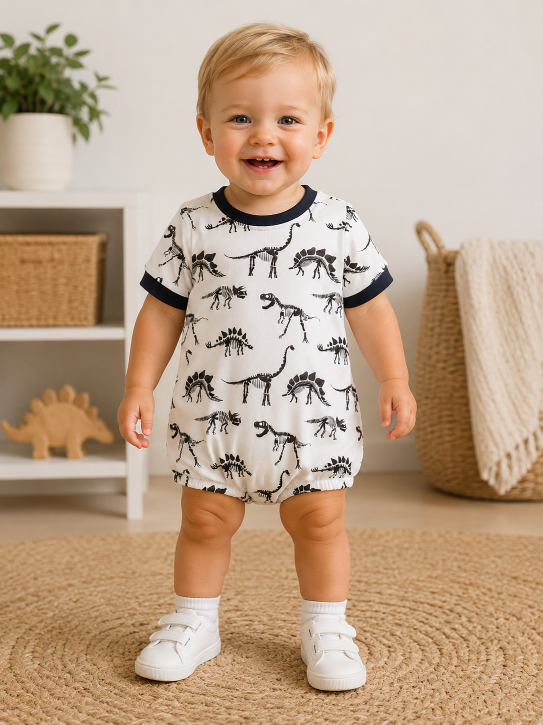 Navy Dinosaur Print Bubble
