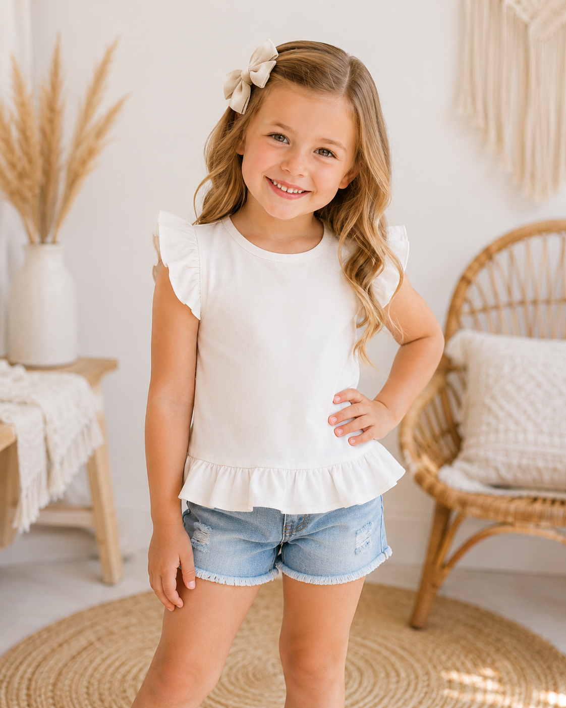 Ruffles Sleeveless Top Kids: White