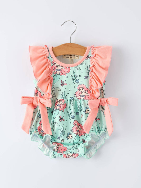Ocean Girls Bow Ruffle Romper