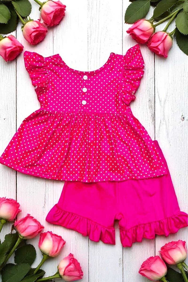Pink Polka Dot Top w/ Shorts Set