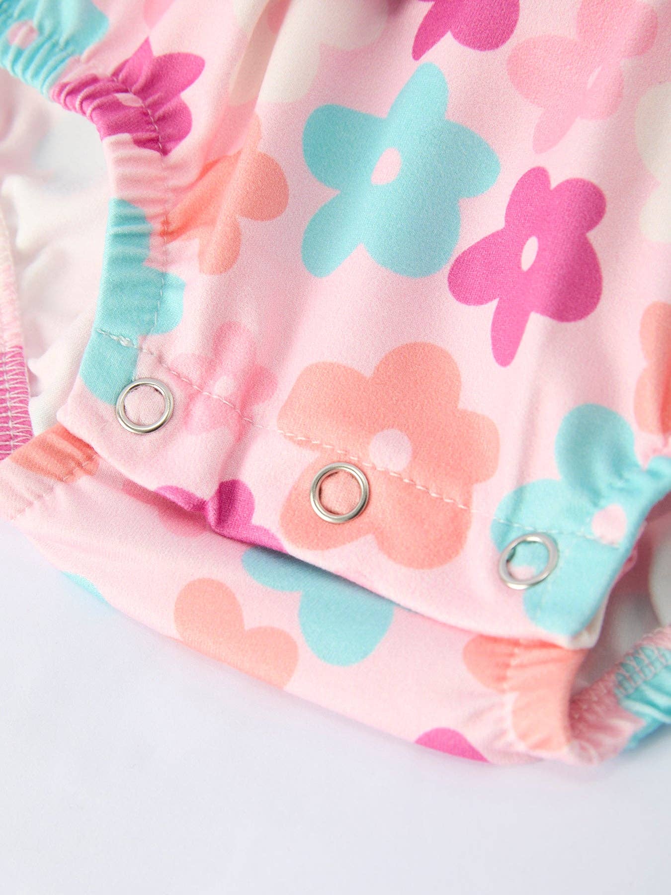 Colorful Floral Ruffle Girls Romper