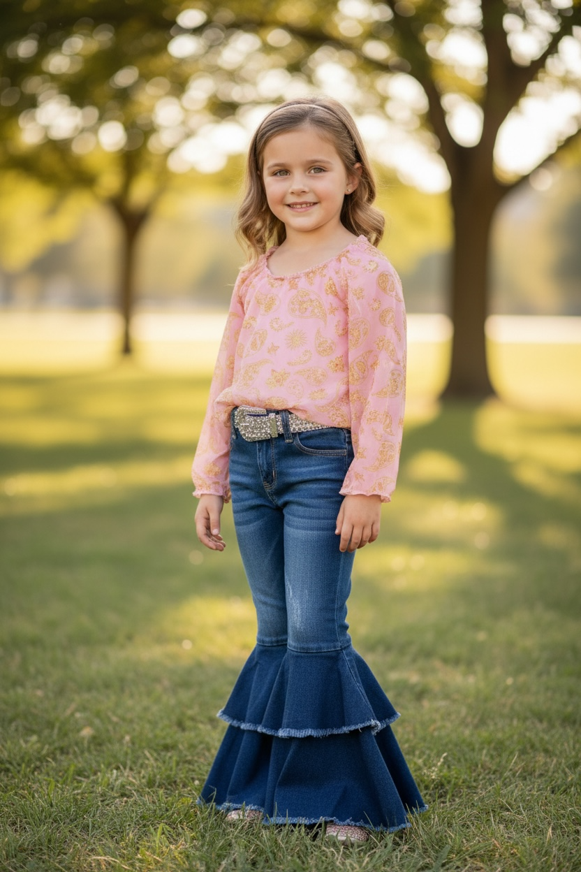 Western Double Layer Bell Bottoms