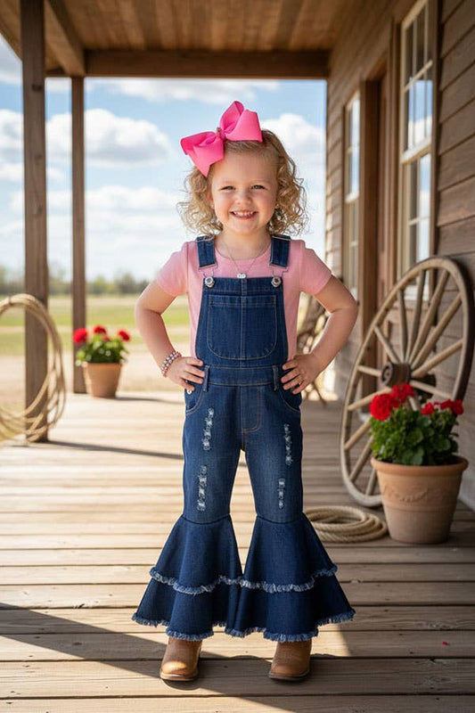 Double Flare Denim Overalls