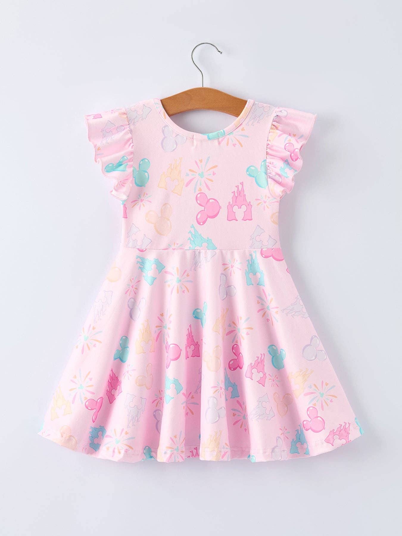 Theme Park Print Girls Twirl Dress