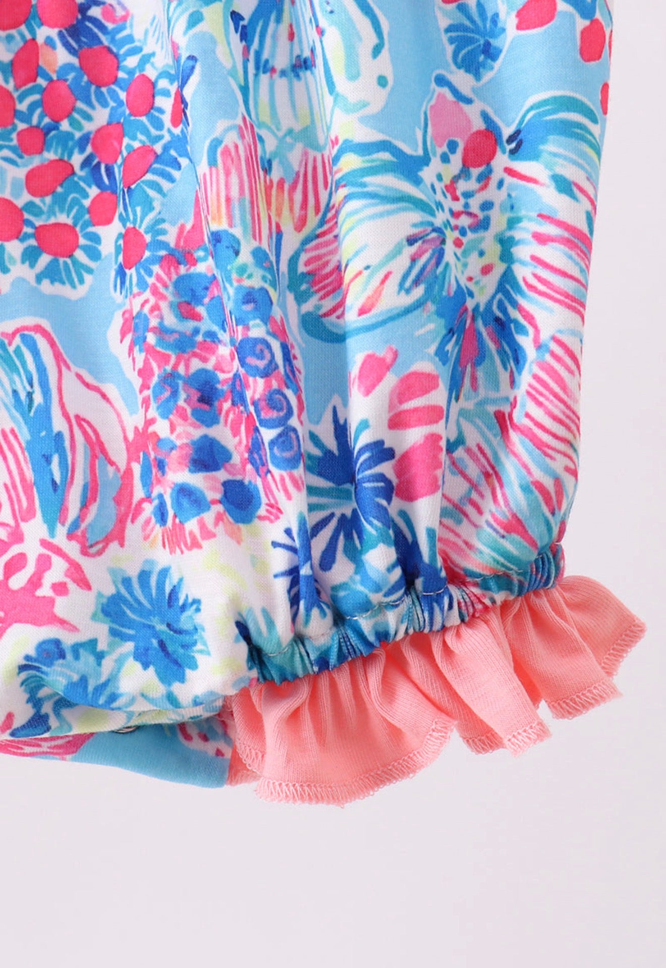 Pink Tropical Floral Ruffle Bow Bubble