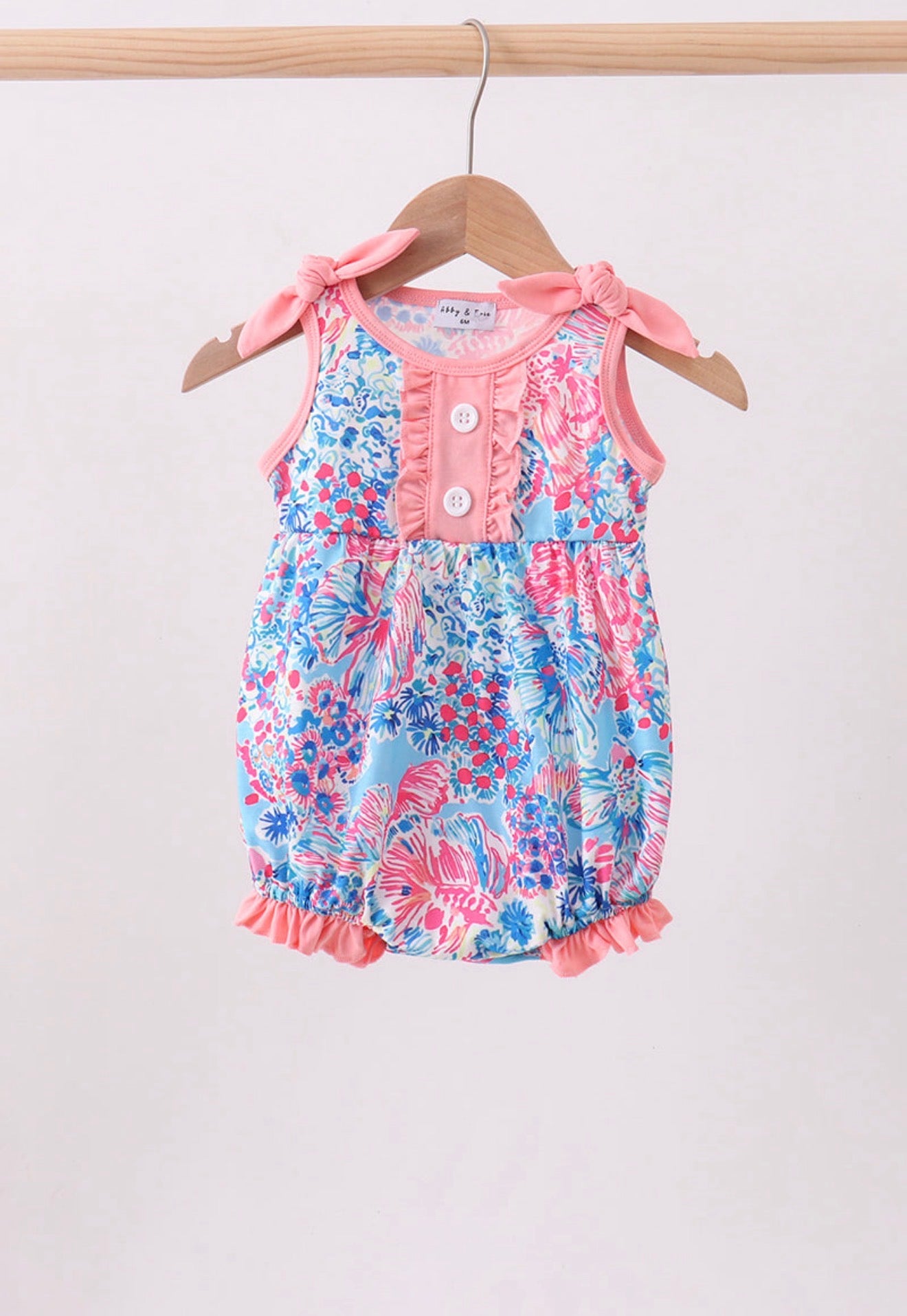 Pink Tropical Floral Ruffle Bow Bubble
