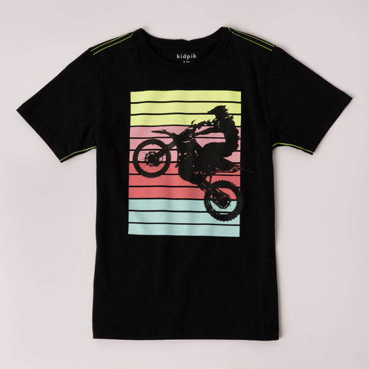 Wheelie Print Tee: Black