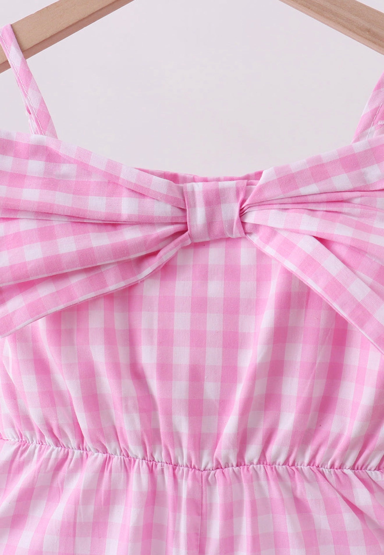 Pink Bow Gingham Jumpsuit