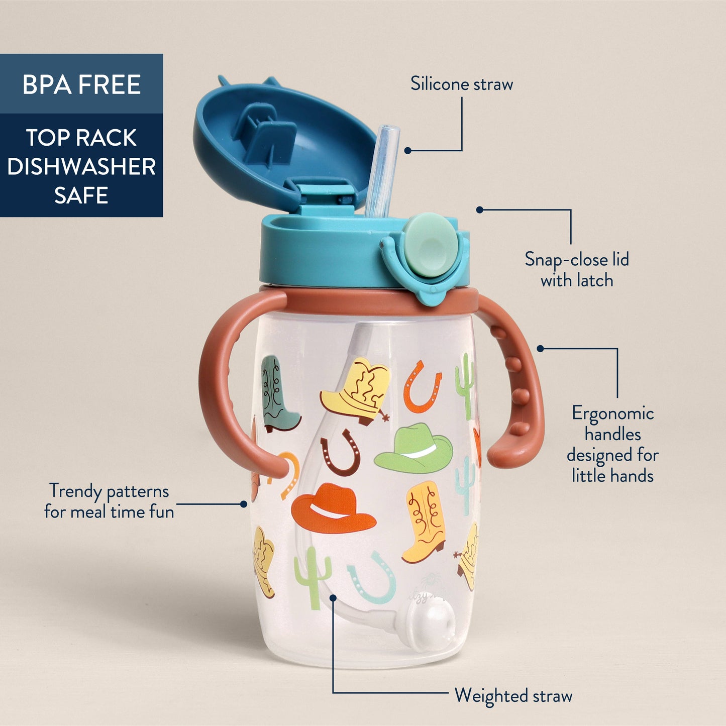 Itzy Sips™ - Straw Cup With Snap-Close Lid: Giddy Up!