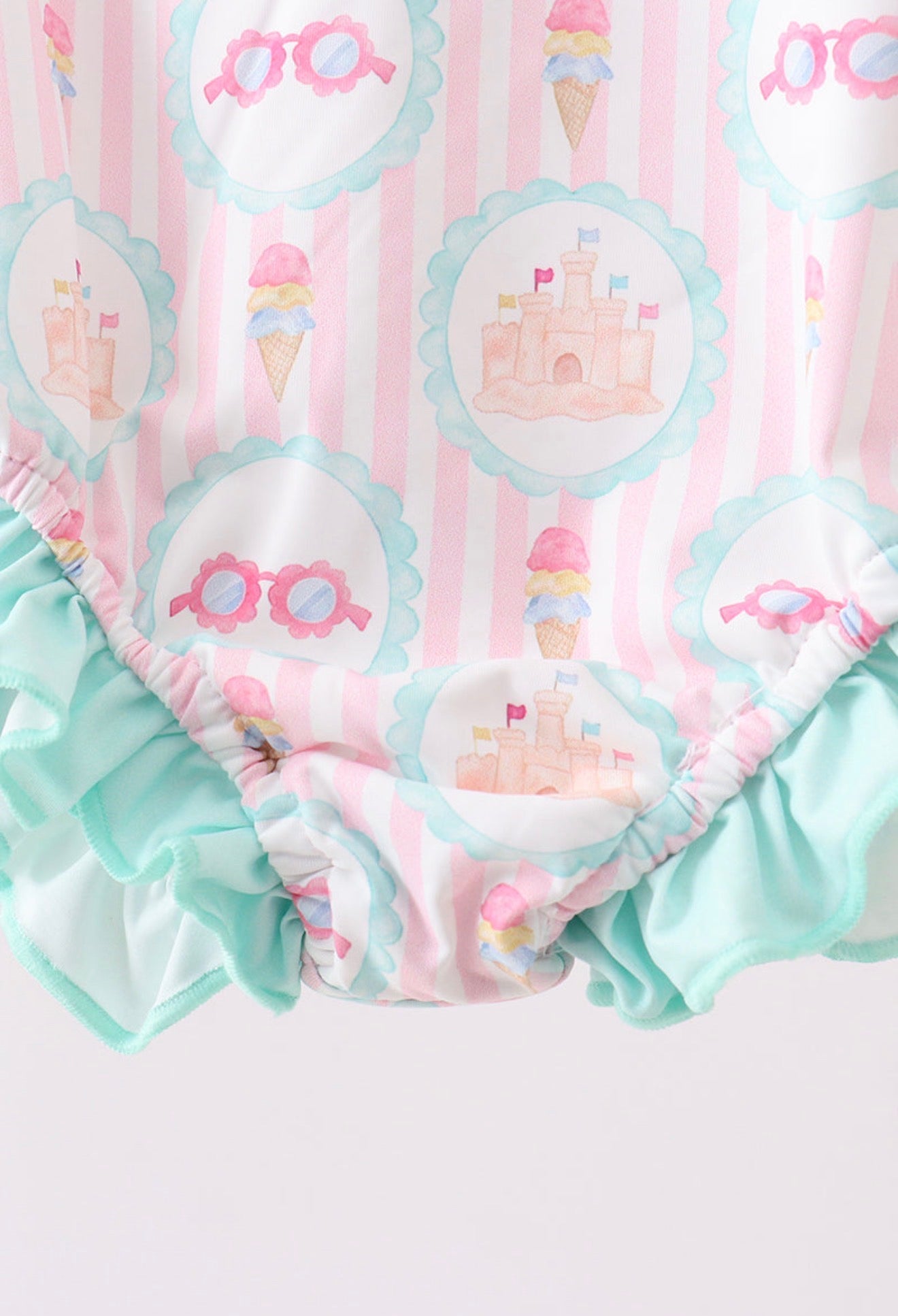 Green Castle Cream Ruffle Rashguard
