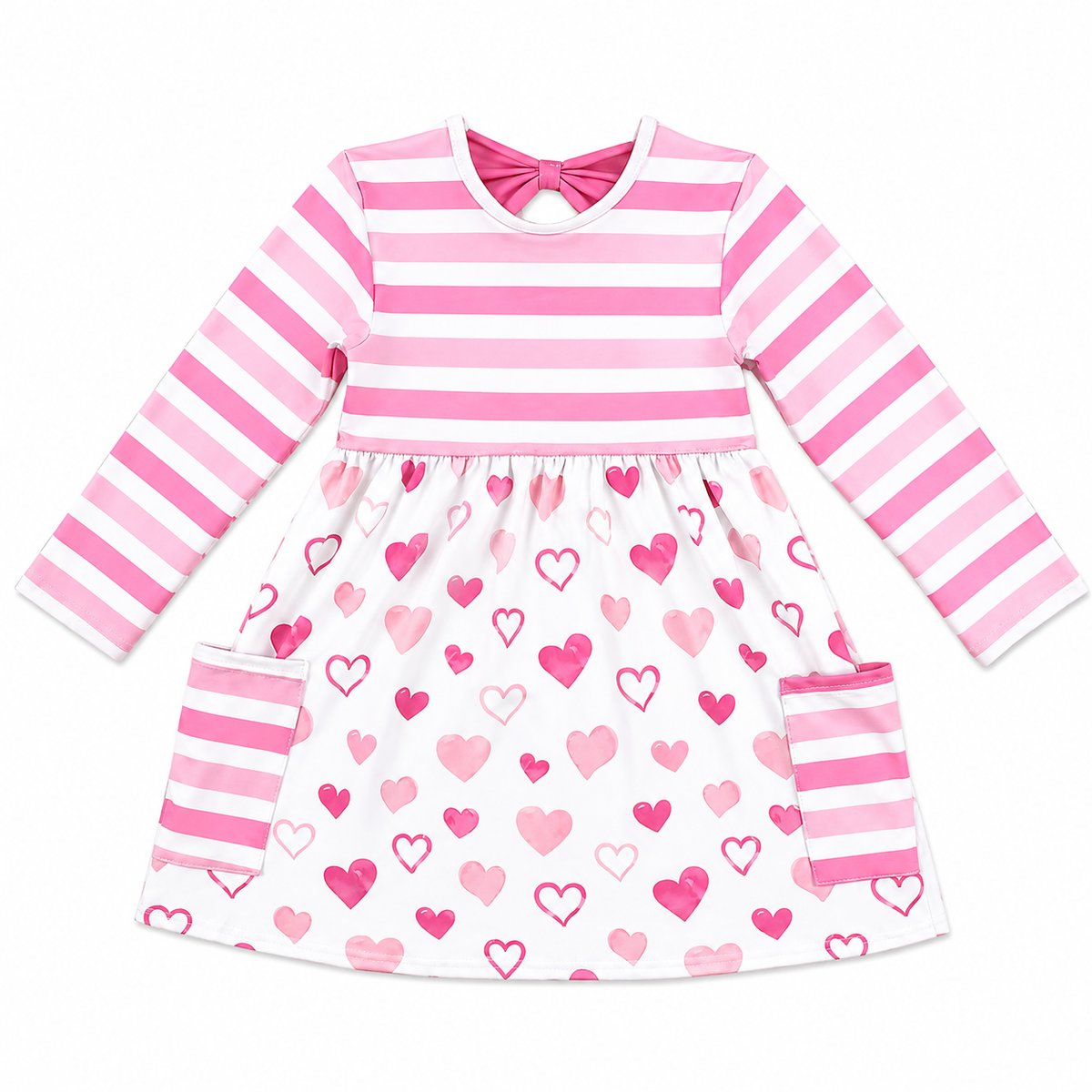 Hearts & Stripes LS Pocket Dress