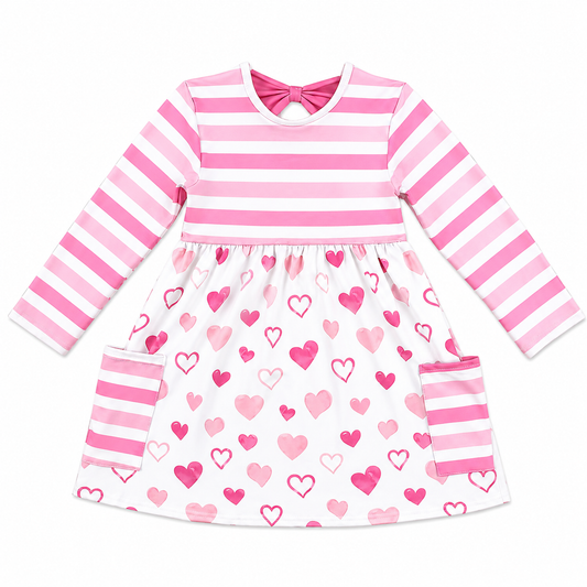 Hearts & Stripes LS Pocket Dress