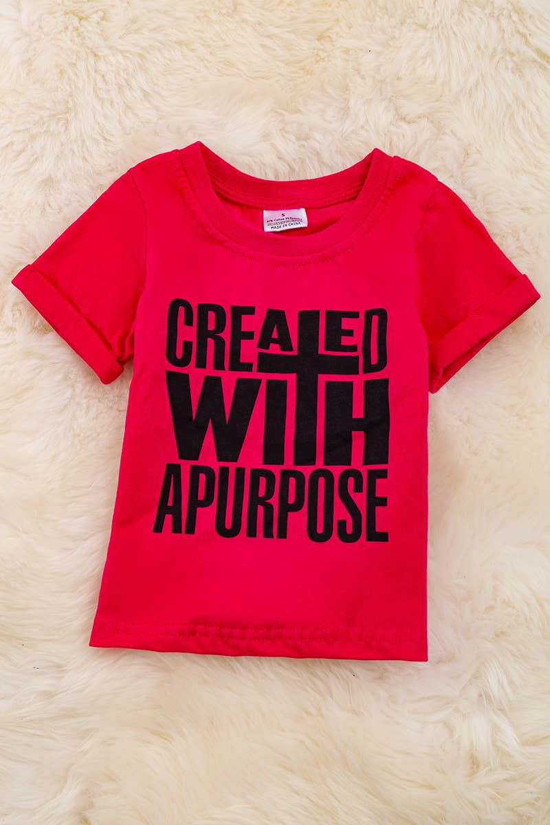 CREATED WITH A PURPOSE" FUCHSIA PRINTED TEE