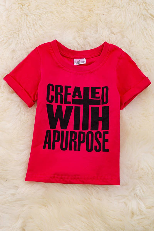 CREATED WITH A PURPOSE" FUCHSIA PRINTED TEE