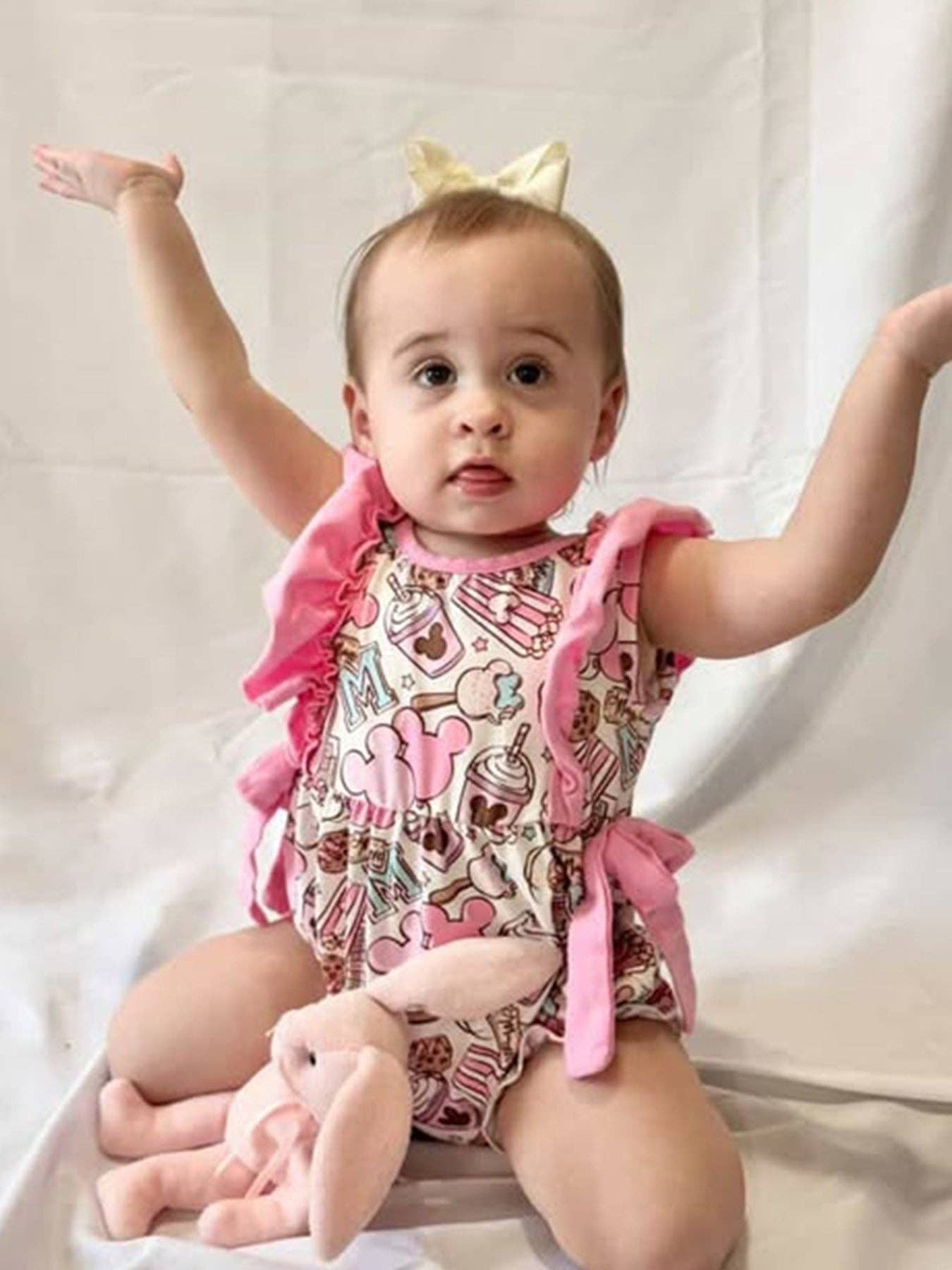 Sweet Treat Print Girls Short Sleeve Romper