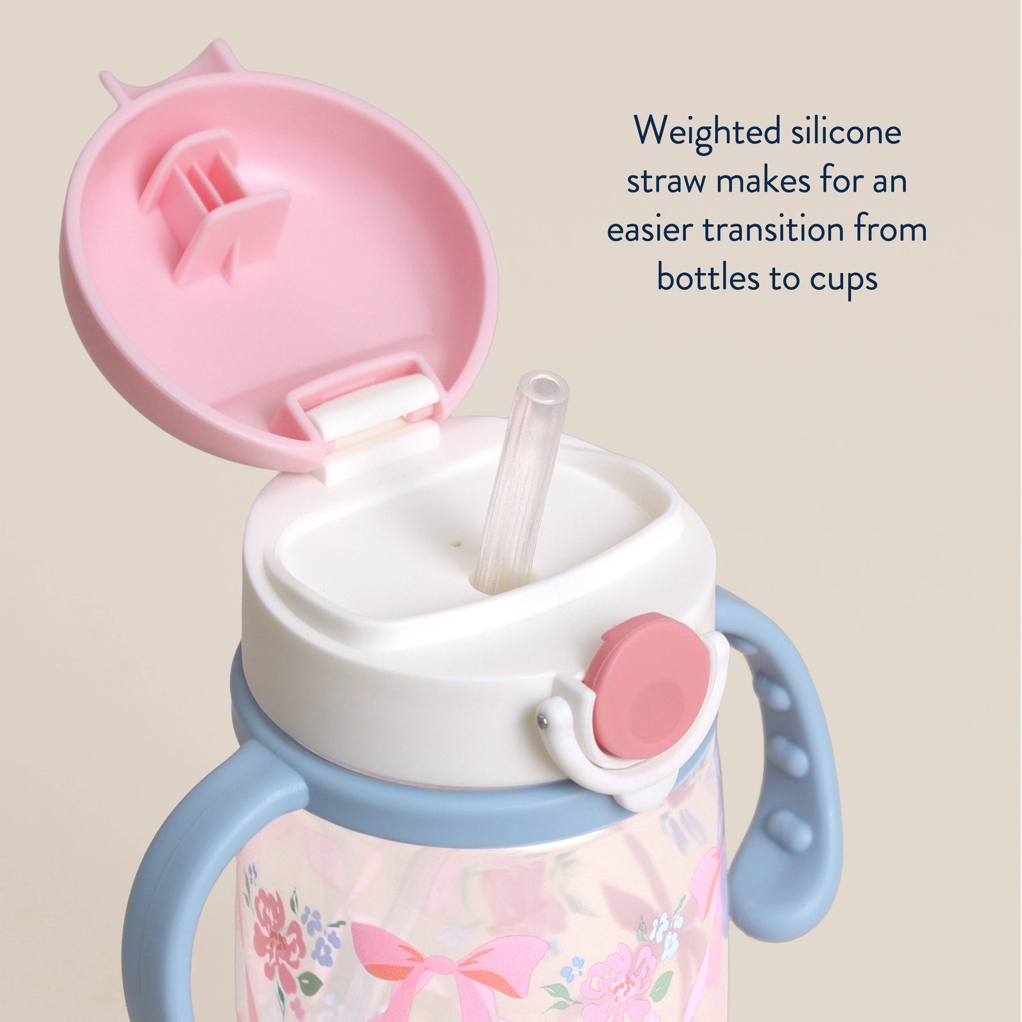 Itzy Sips™ - Straw Cup With Snap-Close Lid: Ribbons & Roses