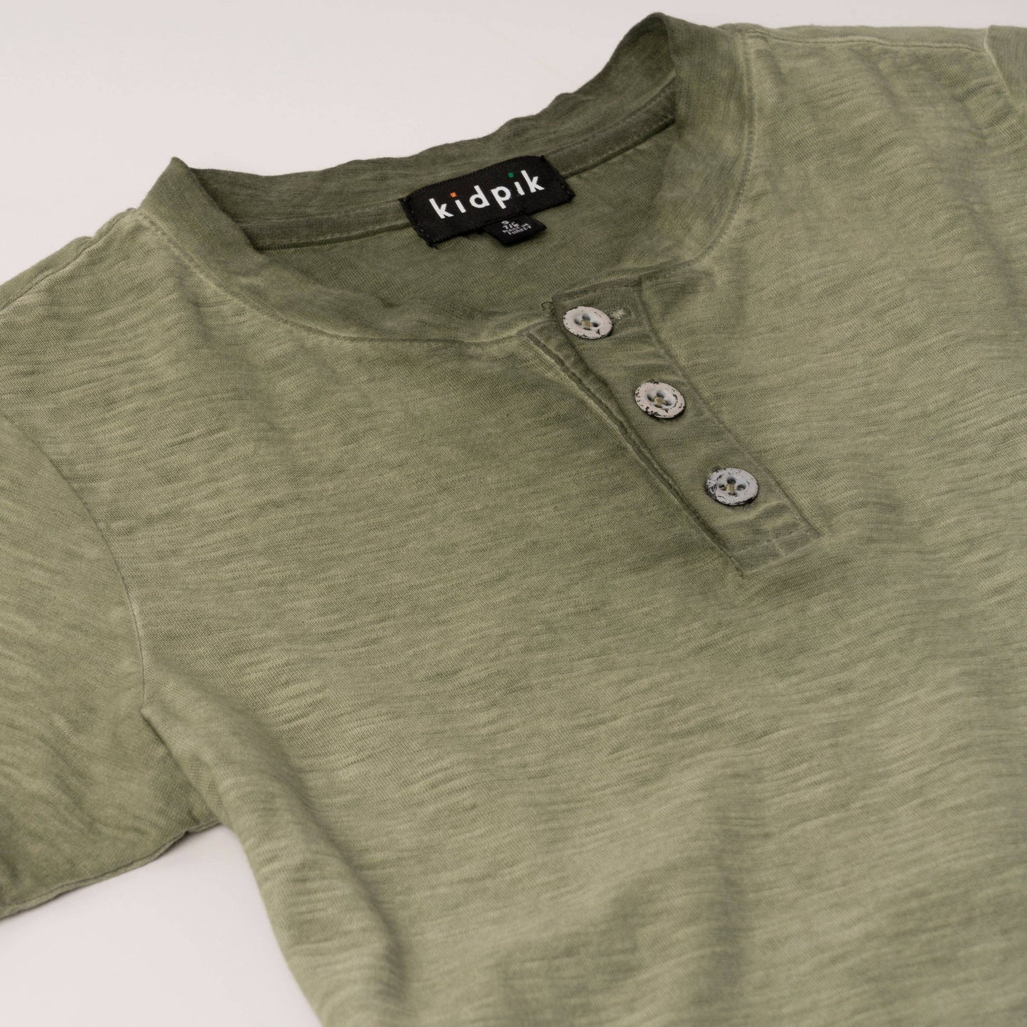 Slub Henley: Bronze Green