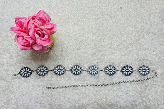 Jeweled Adjustable Belt: White