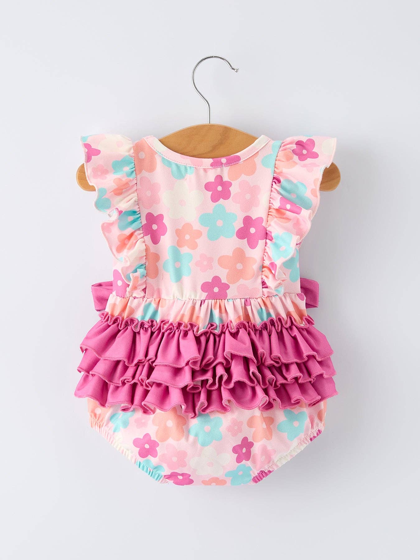Colorful Floral Ruffle Girls Romper