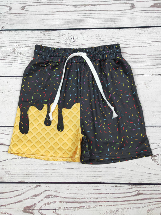 Boys Ice Cream Shorts With Pockets: Black