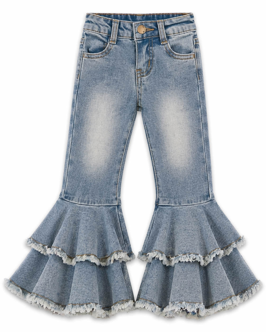 Tiered Double Ruffle Bell Bottoms: Light