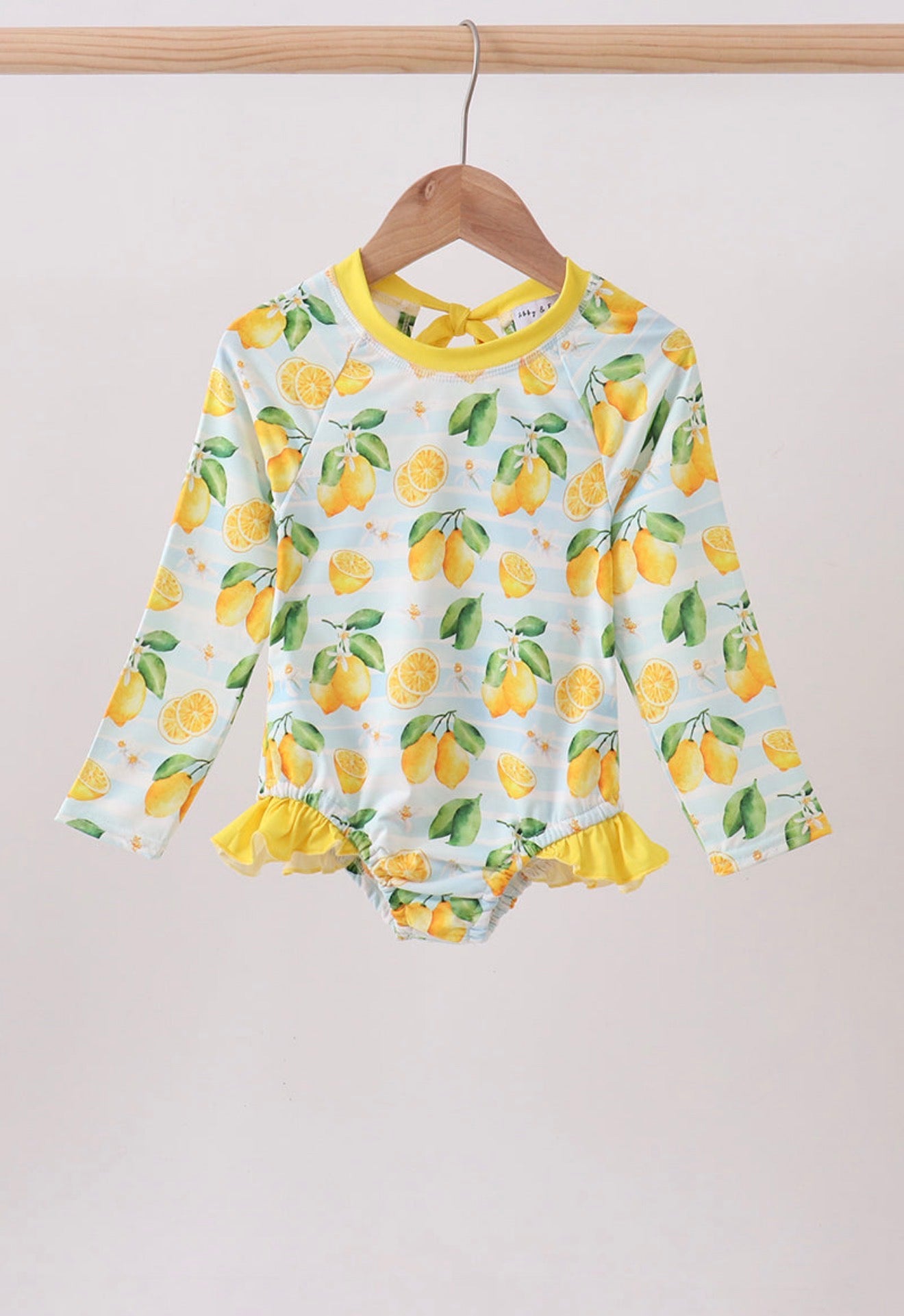 Lemon Print Ruffle Rashguard