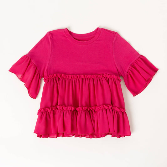 Tiered Ruffle Top: Pink Peacock