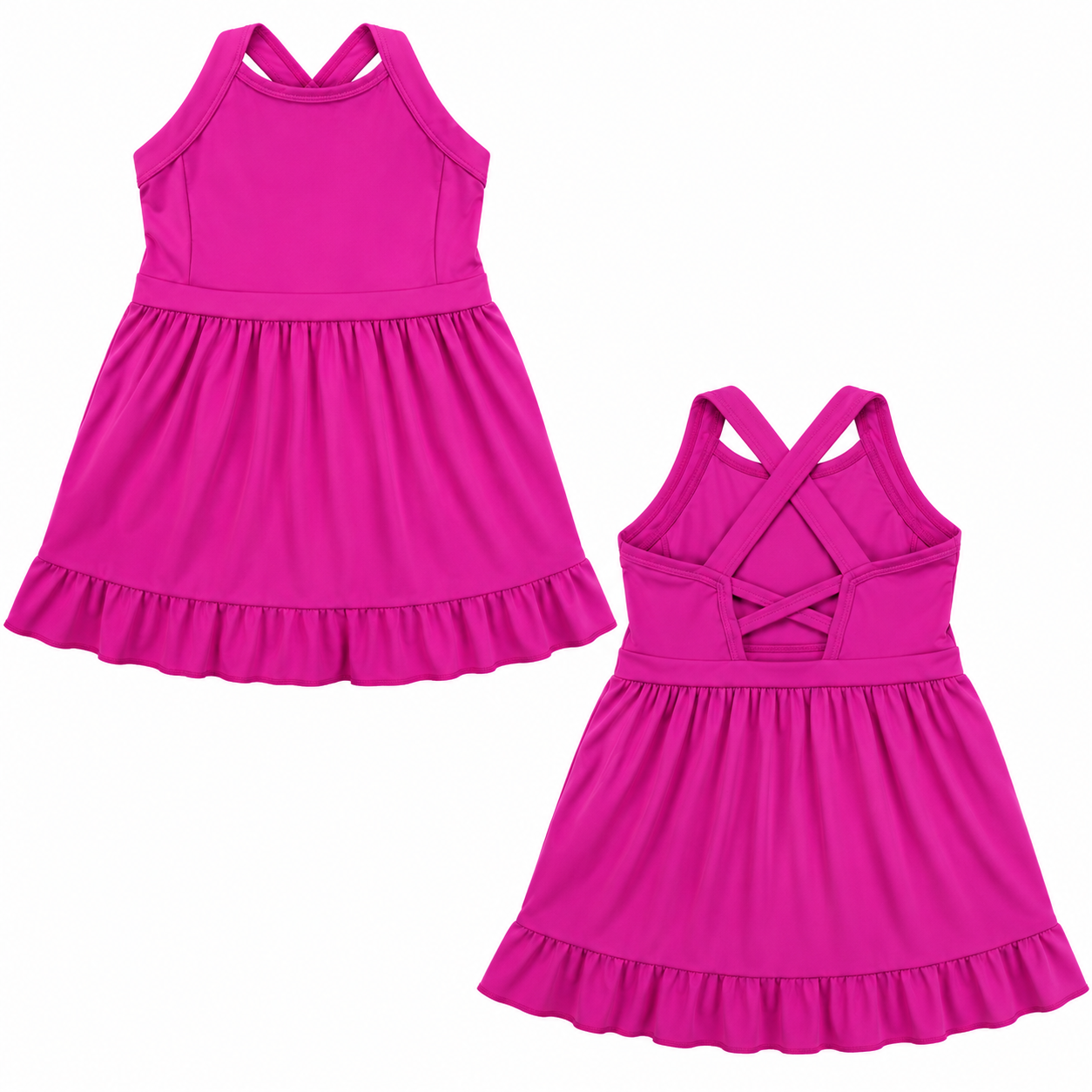 Athletic Ruffle Dress- Magenta