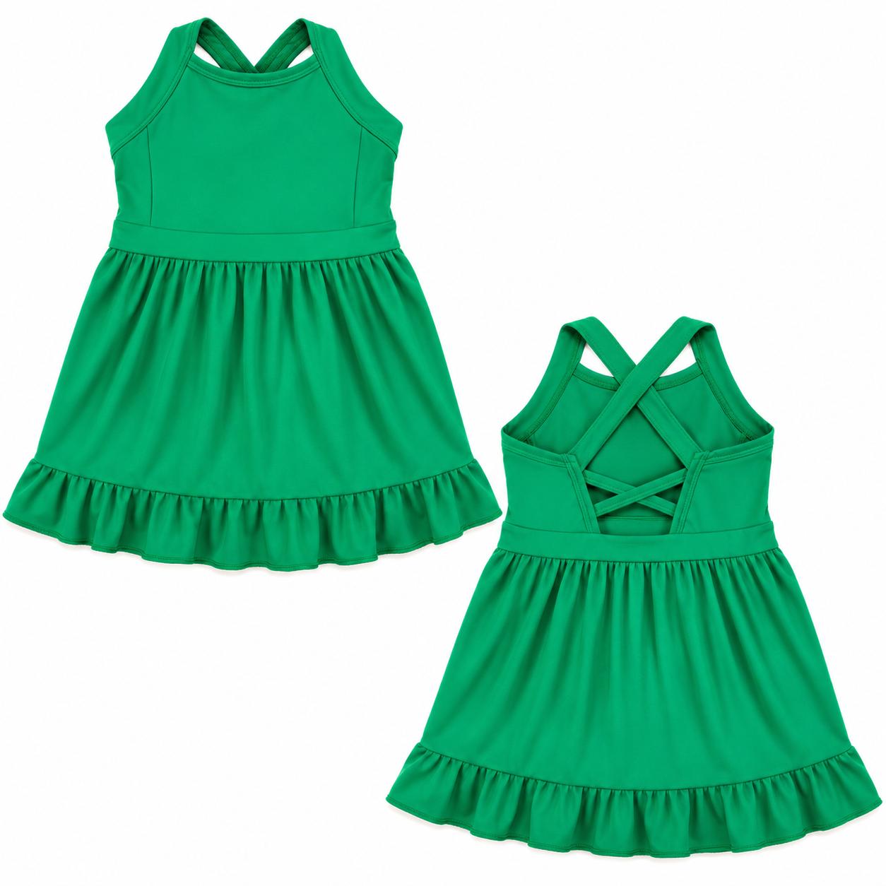 Athletic Ruffle Dress-Green