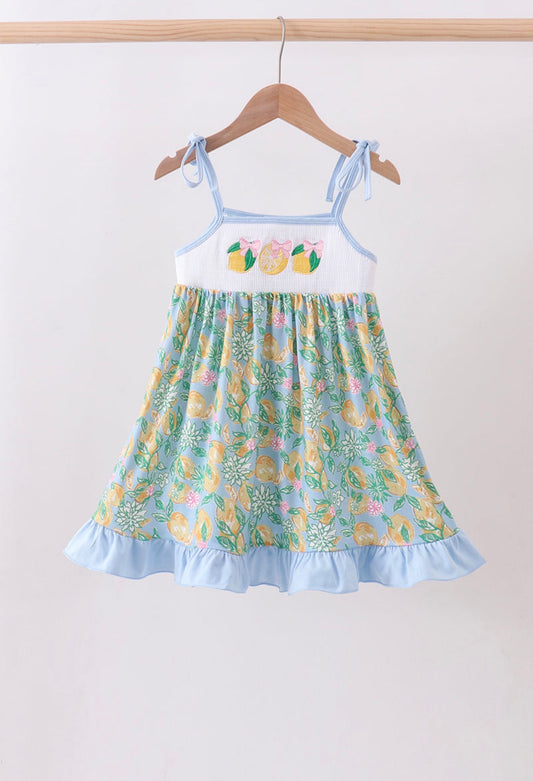 Green Lemon Ruffle Dress