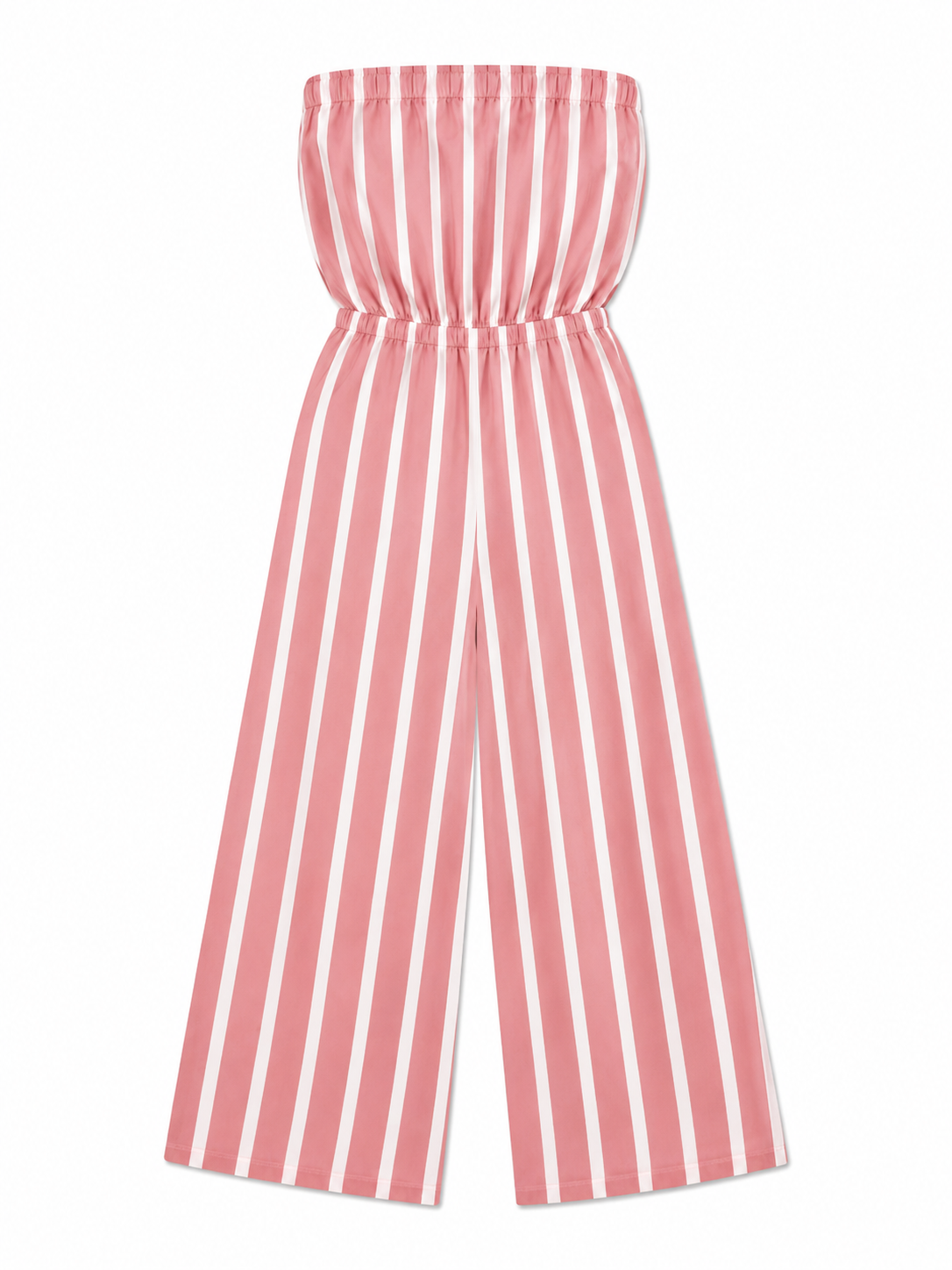 Pink/White Striped Strapless Romper