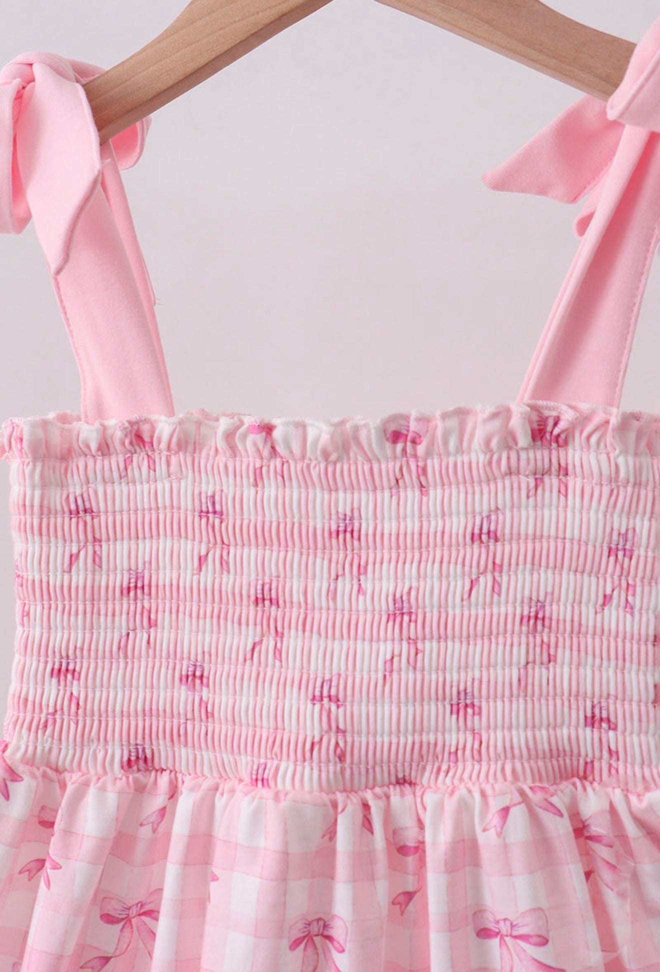 Pink Bow Smocked Ruffle Dress