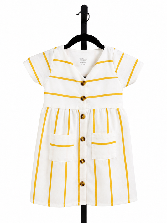Mommy & Me Yellow Striped Button Down Dress