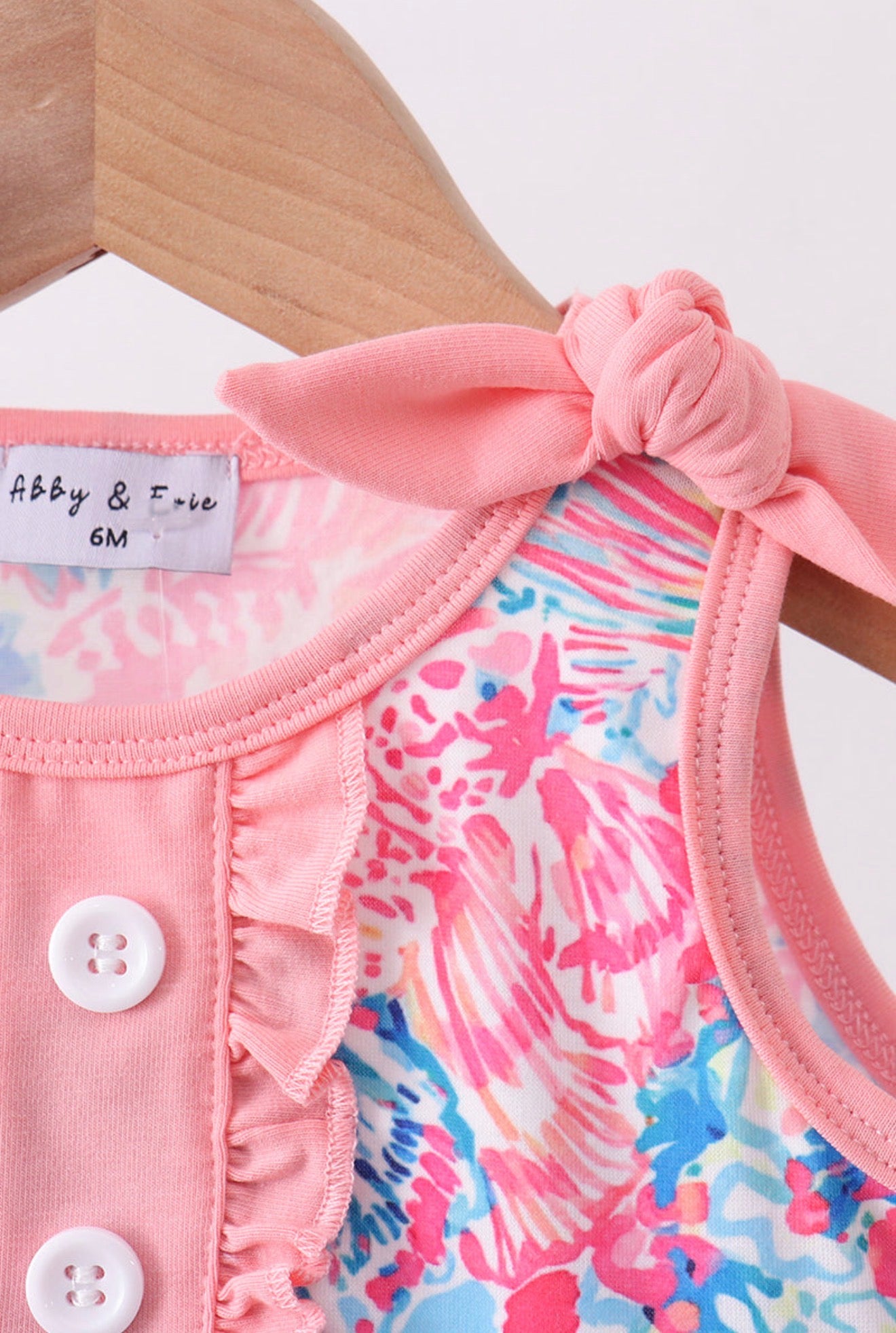 Pink Tropical Floral Ruffle Bow Bubble