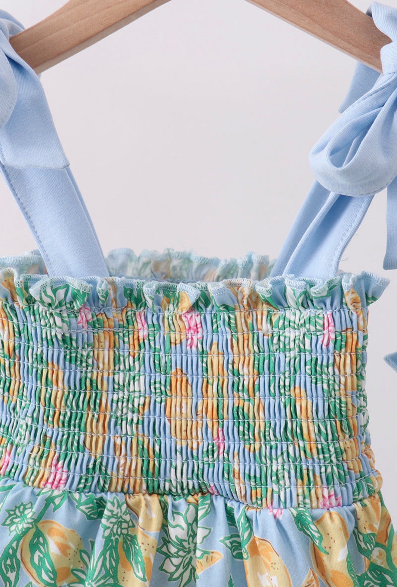 Green Lemon Smocked Bow Bloomer Set