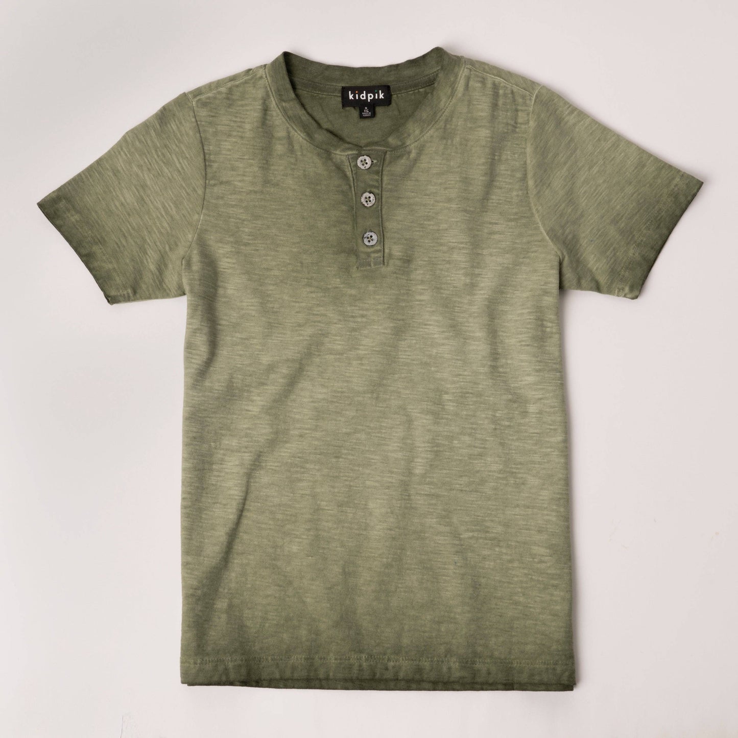 Slub Henley: Bronze Green