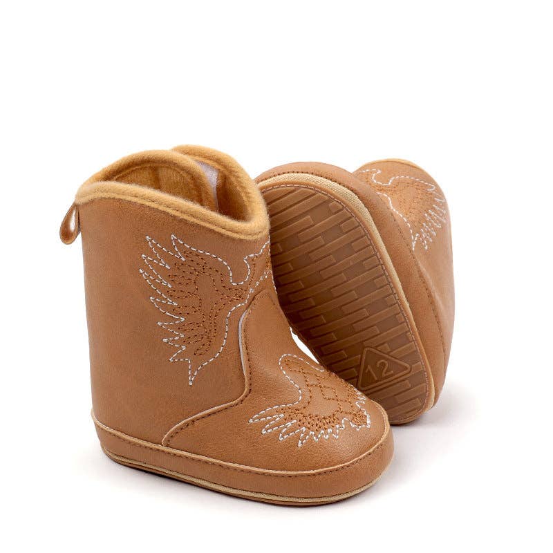 Camel Pleather Baby Boots