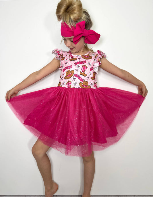 Hot Pink Howdy Tutu Girls Dress